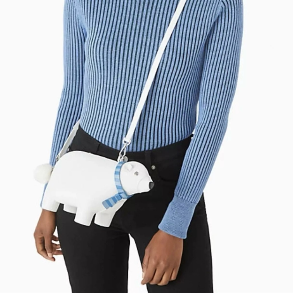 Kate Spade Arctic Friends Polar Bear Crossbody Bag Purse White Blue New
